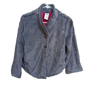 Patagonia Faux Fur Jacket Pelage Plush Embossed Fleece Grey Womens XS